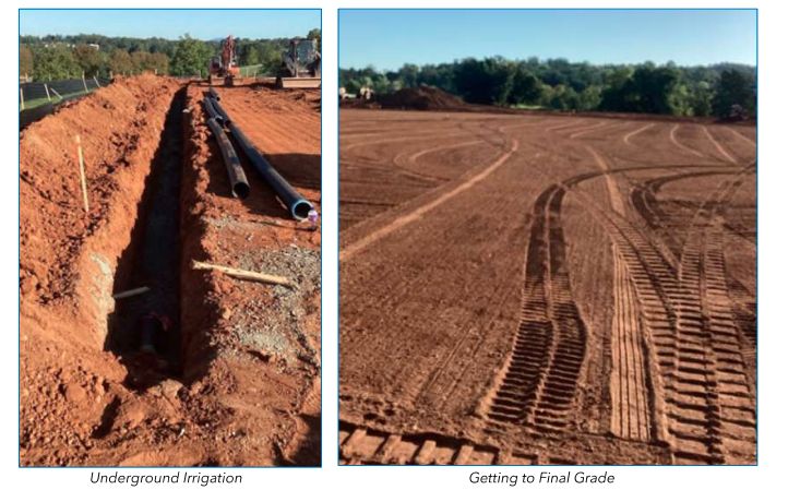 Images of installation of grass athletic fields at Darden Towe Park